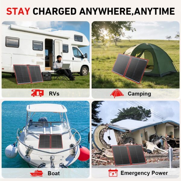 Dokio 100W 12V Foldable Monocrystalline Solar Panel Kit For Camping