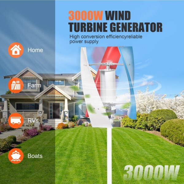 3000W Wind Turbine Generator Kit with MPPT 12V/24V Hybrid Controller