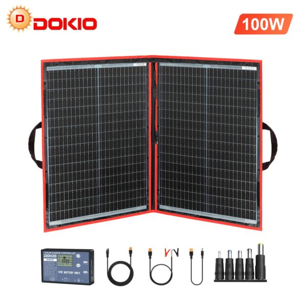 Dokio 100W 12V Foldable Monocrystalline Solar Panel Kit For Camping