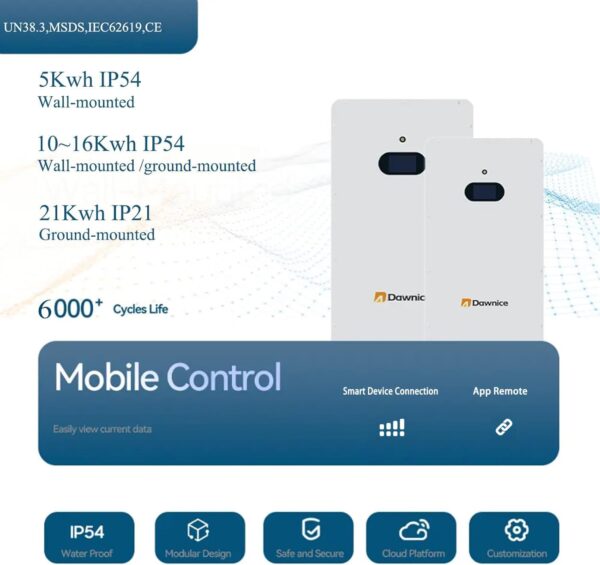 Dawnice 10kWh Solar LiFePO4 Lithium Energy Storage Battery