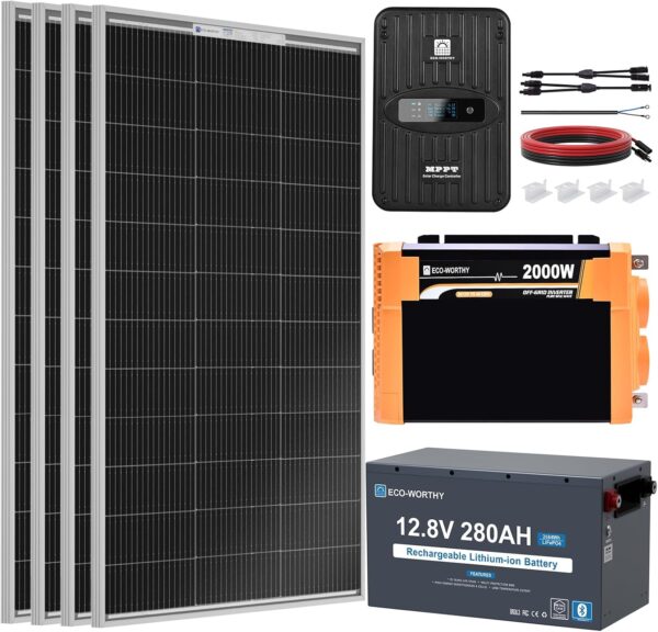 ECO-WORTHY 12V 400W Complete Solar Panel Kit for RV Off-Grid
