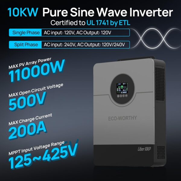 ECO-WORTHY 10kW Off-Grid Solar Panel Kit with Inverter and Battery