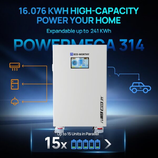 ECO-WORTHY Powermega LiFePO4 Battery, UL1973 16.1kWh Energy
