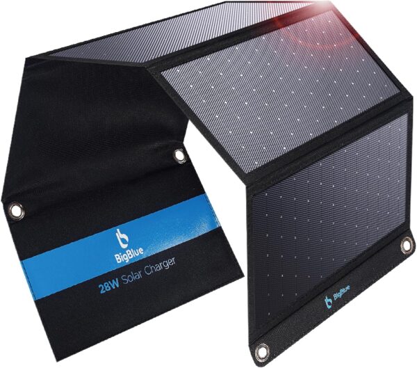BigBlue 28W Portable Solar Panel Charger with Dual USB-C and USB-A