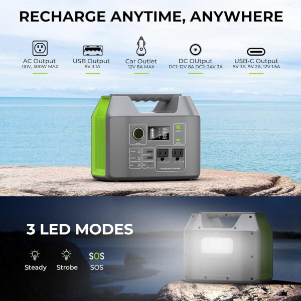 Portable Solar Generator 300W Power Station with 60W Foldable Solar Panel