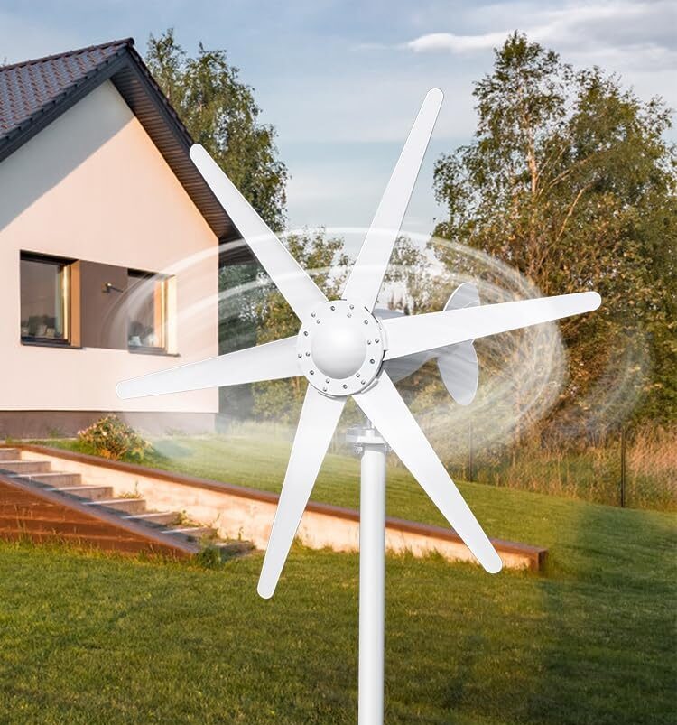 Wind Turbine Generator Kit 800W 6-Blade 12V/24V Power Kit White